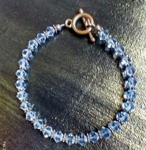 Artisan Blue Crystal Toggle Bracelet – 8" Large Fit